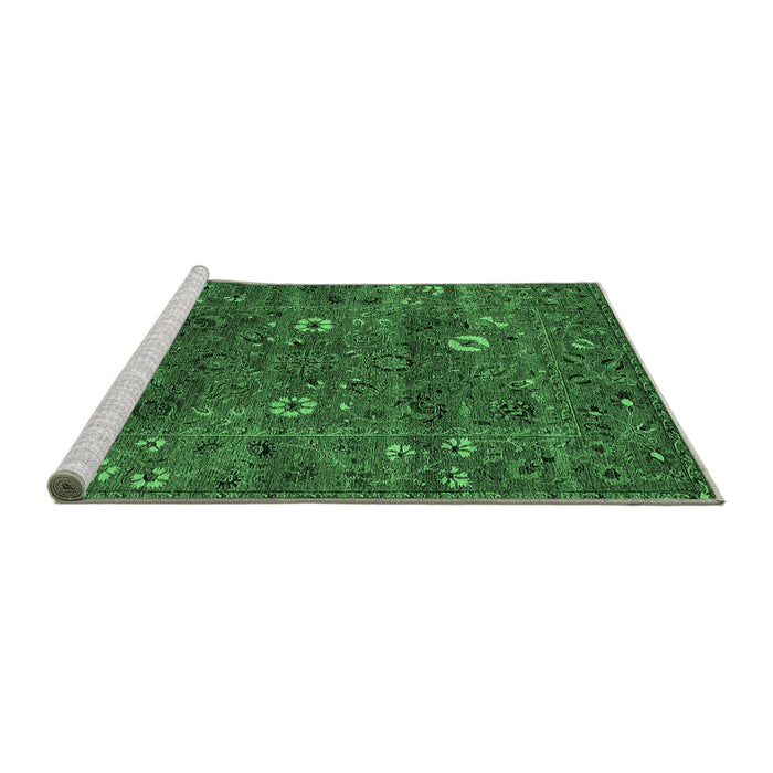 Sideview of Machine Washable Oriental Emerald Green Traditional Area Rugs, wshurb2285emgrn
