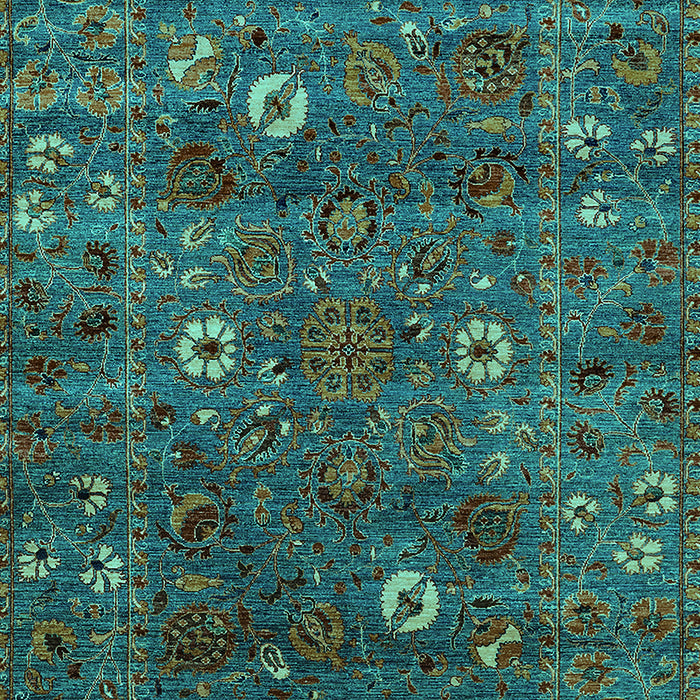Machine Washable Oriental Turquoise Traditional Area Rugs, wshurb2285turq