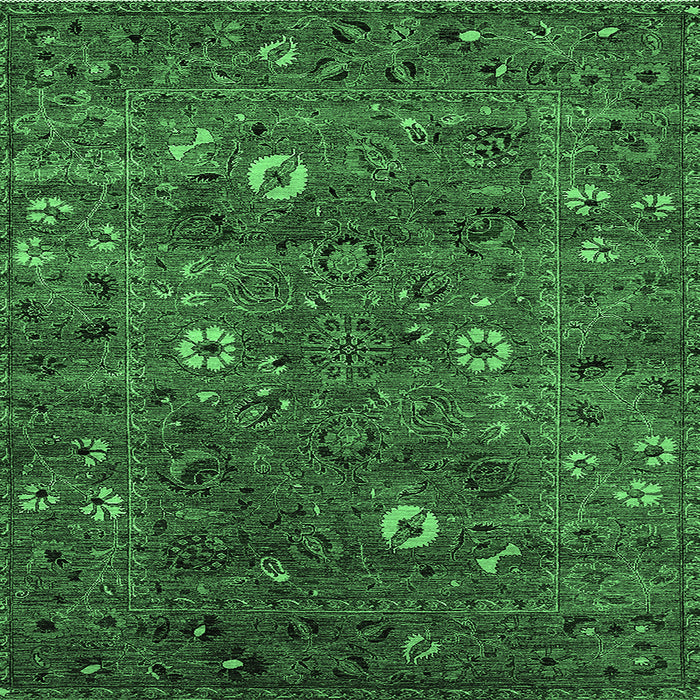 Square Machine Washable Oriental Emerald Green Traditional Area Rugs, wshurb2285emgrn