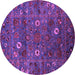 Round Machine Washable Oriental Purple Traditional Area Rugs, wshurb2285pur