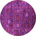 Round Machine Washable Oriental Pink Traditional Rug, wshurb2285pnk