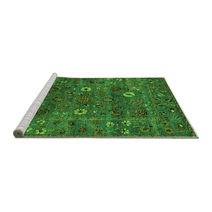 Sideview of Machine Washable Oriental Green Traditional Area Rugs, wshurb2285grn