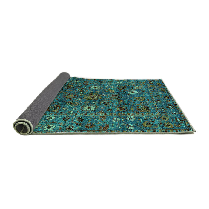 Sideview of Oriental Turquoise Traditional Rug, urb2285turq