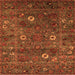 Square Machine Washable Oriental Orange Traditional Area Rugs, wshurb2285org