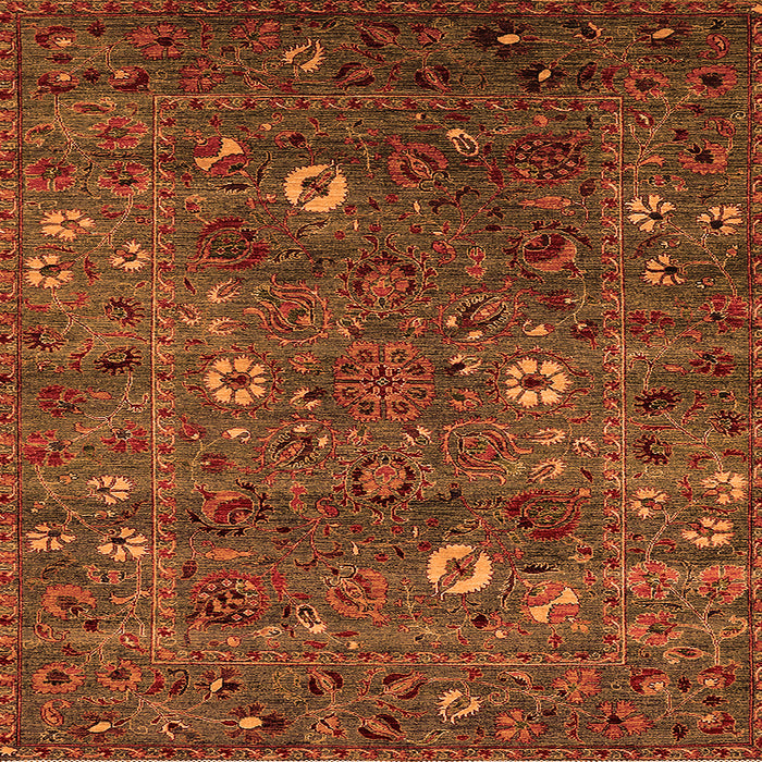 Square Oriental Orange Traditional Rug, urb2285org