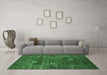 Machine Washable Oriental Emerald Green Traditional Area Rugs in a Living Room,, wshurb2285emgrn