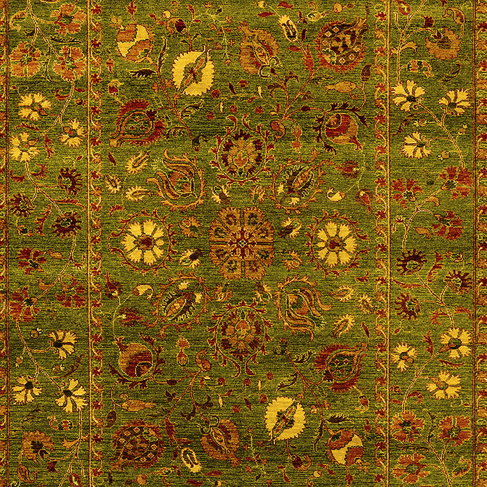 Machine Washable Oriental Yellow Traditional Rug, wshurb2285yw