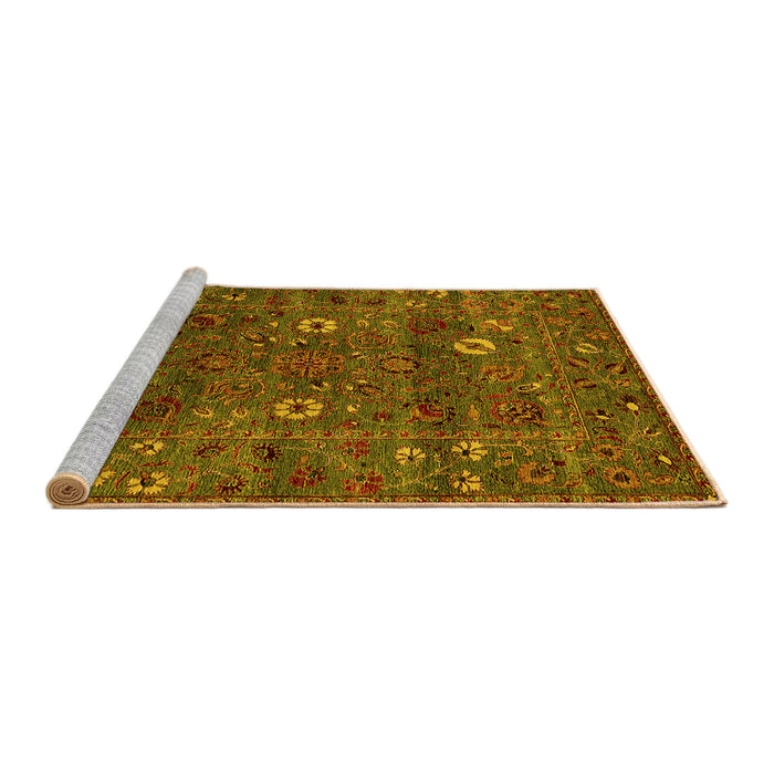 Sideview of Machine Washable Oriental Yellow Traditional Rug, wshurb2285yw