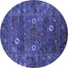 Round Machine Washable Oriental Blue Traditional Rug, wshurb2285blu