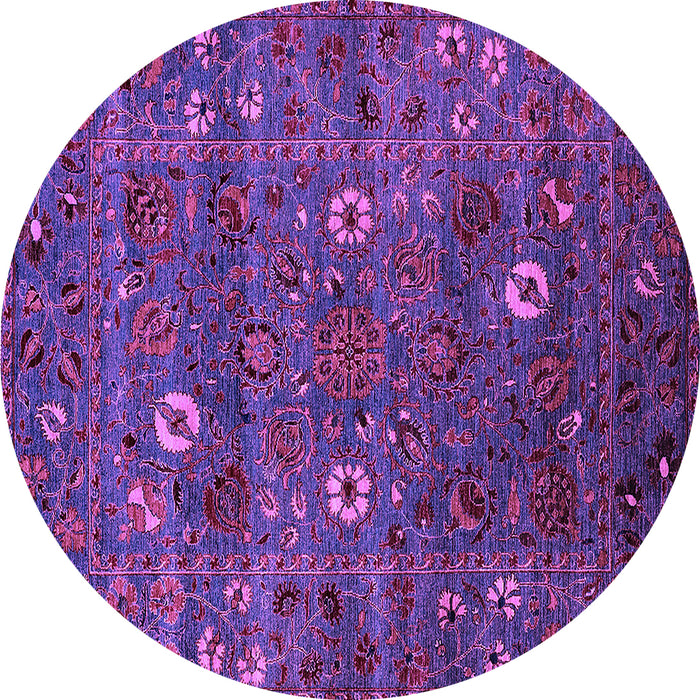 Round Oriental Purple Traditional Rug, urb2285pur