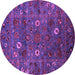 Round Oriental Purple Traditional Rug, urb2285pur