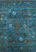 Machine Washable Oriental Light Blue Traditional Rug, wshurb2285lblu