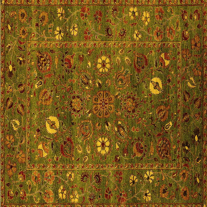 Square Machine Washable Oriental Yellow Traditional Rug, wshurb2285yw