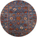 Round Mid-Century Modern Red Oriental Rug, urb2285