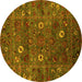 Round Oriental Yellow Traditional Rug, urb2285yw