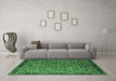 Machine Washable Oriental Emerald Green Traditional Area Rugs in a Living Room,, wshurb2286emgrn