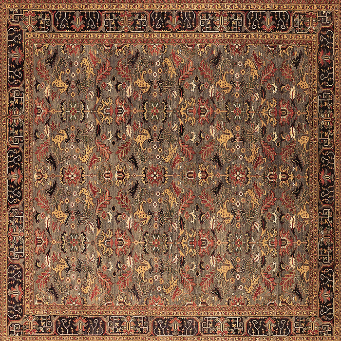 Square Oriental Brown Traditional Rug, urb2286brn
