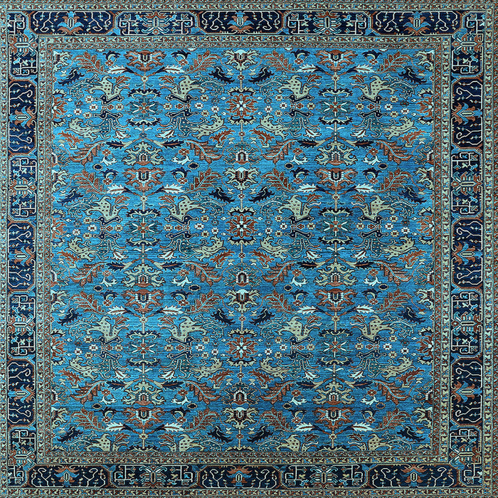 Square Oriental Light Blue Traditional Rug, urb2286lblu