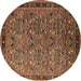 Round Oriental Brown Traditional Rug, urb2286brn