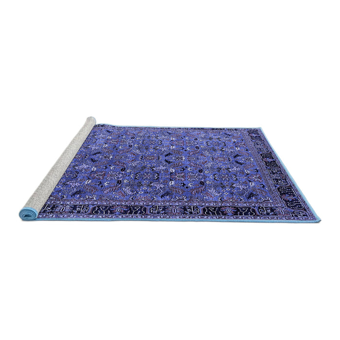Sideview of Machine Washable Oriental Blue Traditional Rug, wshurb2286blu