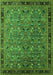 Machine Washable Oriental Green Traditional Area Rugs, wshurb2286grn