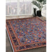 Mid-Century Modern Pink Oriental Rug in Family Room, urb2286