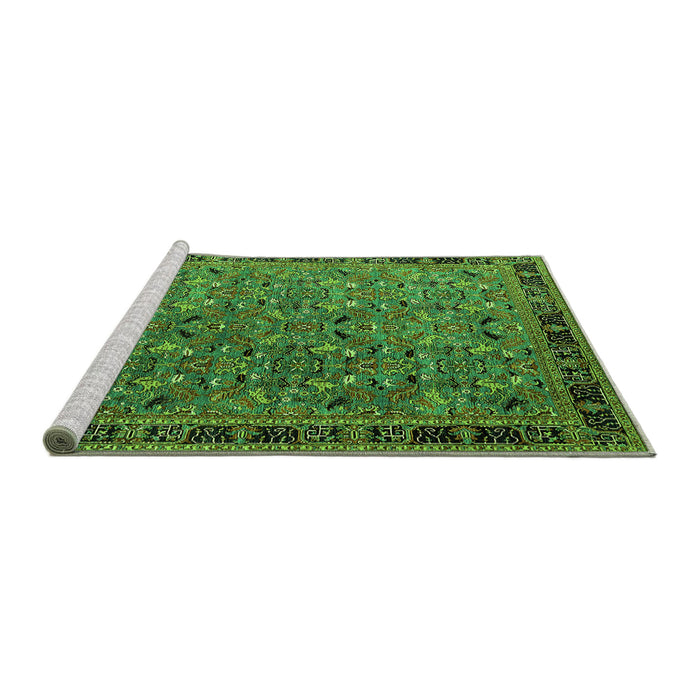 Sideview of Machine Washable Oriental Green Traditional Area Rugs, wshurb2286grn