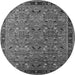 Round Machine Washable Oriental Gray Traditional Rug, wshurb2286gry