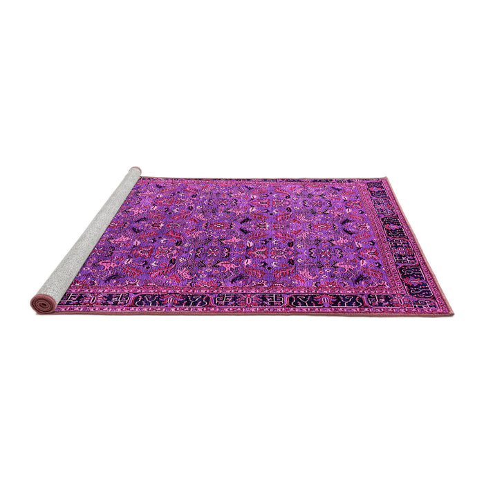 Sideview of Machine Washable Oriental Pink Traditional Rug, wshurb2286pnk