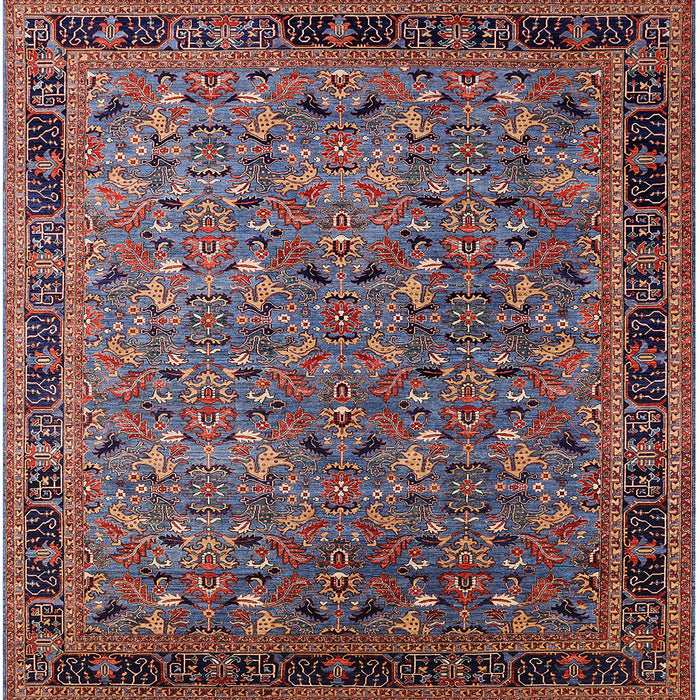 Square Mid-Century Modern Pink Oriental Rug, urb2286