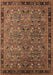 Machine Washable Oriental Brown Traditional Rug, wshurb2286brn