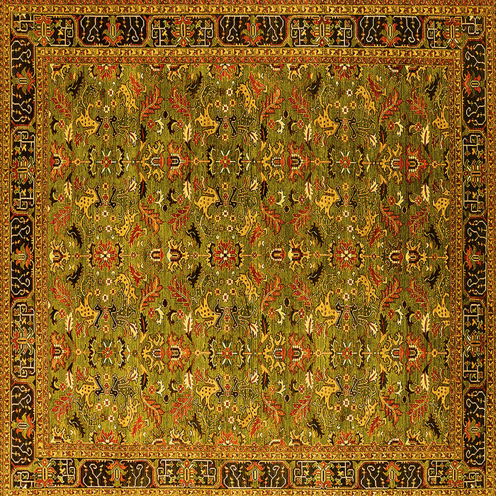 Square Oriental Yellow Traditional Rug, urb2286yw