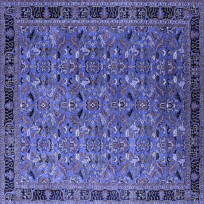 Square Machine Washable Oriental Blue Traditional Rug, wshurb2286blu