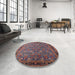 Round Machine Washable Industrial Modern Rosy Pink Rug in a Office, wshurb2286