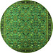 Round Oriental Green Traditional Rug, urb2286grn