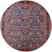 Round Mid-Century Modern Pink Oriental Rug, urb2286