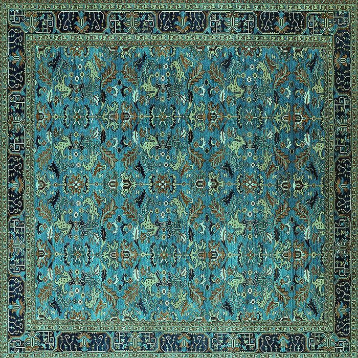 Square Oriental Turquoise Traditional Rug, urb2286turq