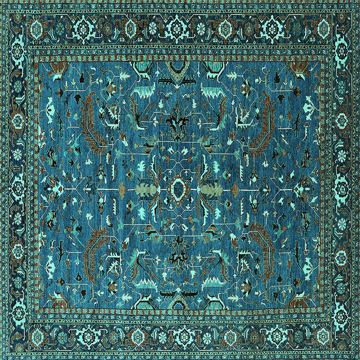 Square Machine Washable Oriental Turquoise Traditional Area Rugs, wshurb2287turq