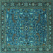 Square Machine Washable Oriental Turquoise Traditional Area Rugs, wshurb2287turq