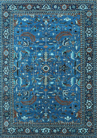 Oriental Light Blue Traditional Rug, urb2287lblu