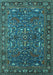 Machine Washable Oriental Turquoise Traditional Area Rugs, wshurb2287turq