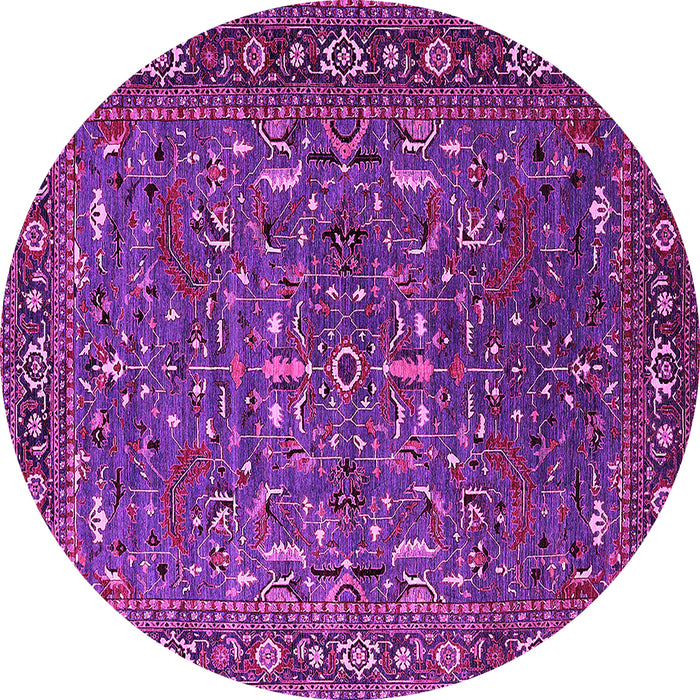 Round Machine Washable Oriental Pink Traditional Rug, wshurb2287pnk