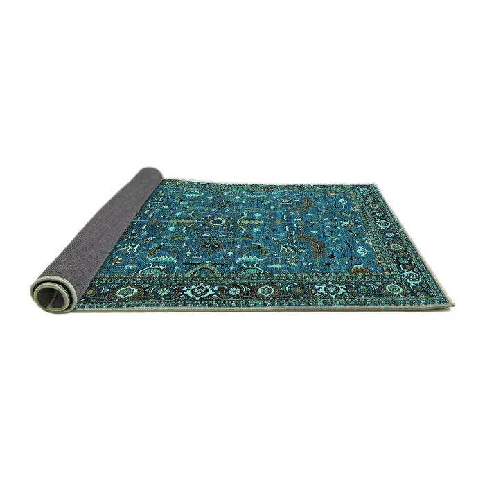 Sideview of Oriental Turquoise Traditional Rug, urb2287turq