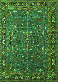 Oriental Green Traditional Rug, urb2287grn