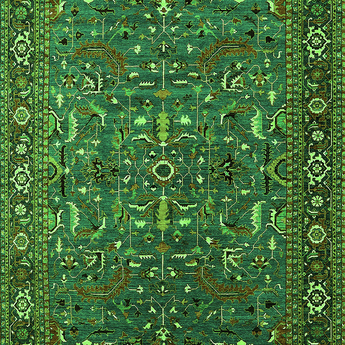 Machine Washable Oriental Green Traditional Area Rugs, wshurb2287grn