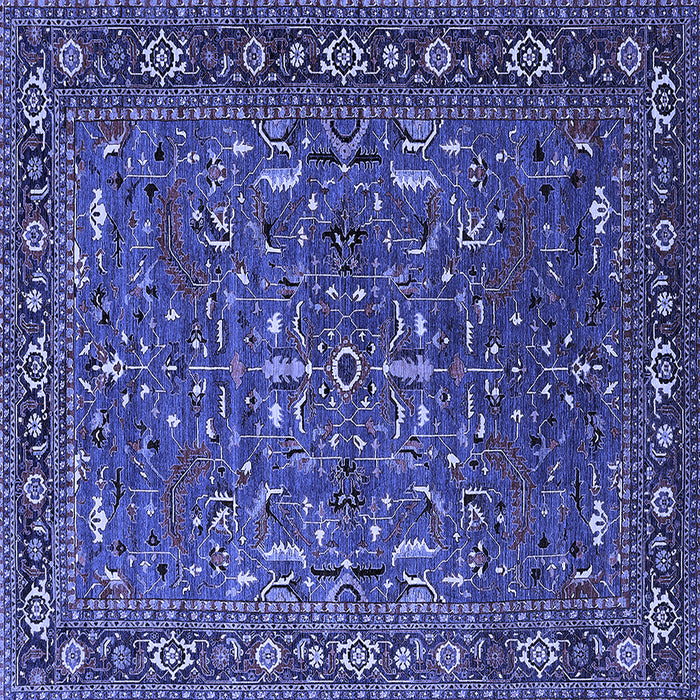 Square Machine Washable Oriental Blue Traditional Rug, wshurb2287blu