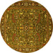 Round Oriental Yellow Traditional Rug, urb2287yw