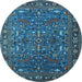 Round Oriental Light Blue Traditional Rug, urb2287lblu