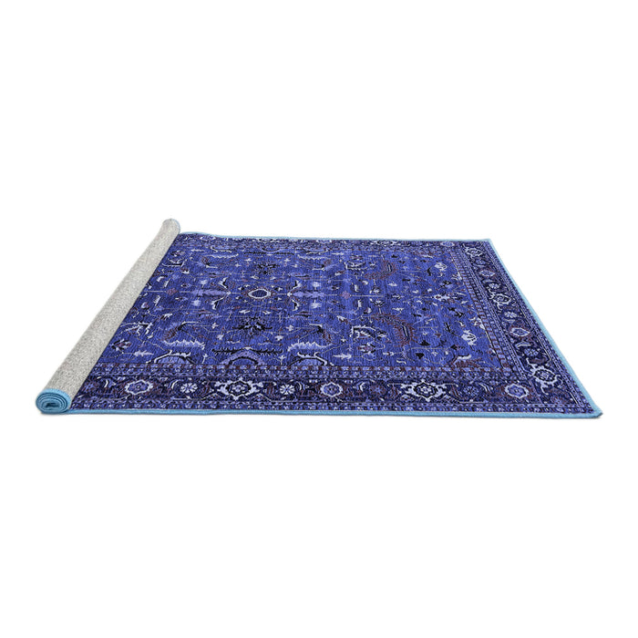 Sideview of Machine Washable Oriental Blue Traditional Rug, wshurb2287blu