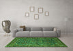 Machine Washable Oriental Green Traditional Area Rugs in a Living Room,, wshurb2287grn